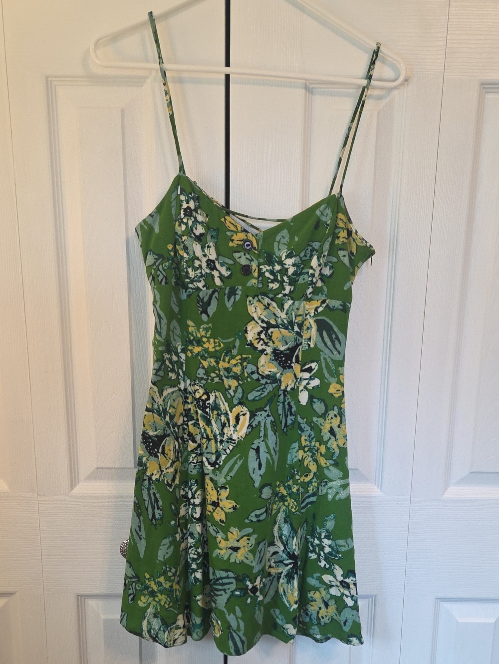 City Triangles Green Floral Spaghetti-Strap Corset Tie Back Sundress